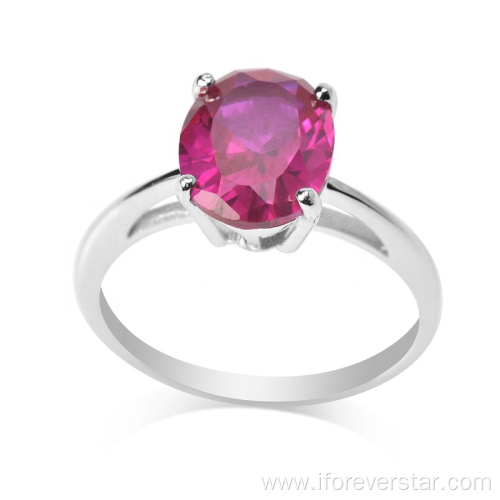 925 Sterling Silver Stone Synthetic Ruby Rings